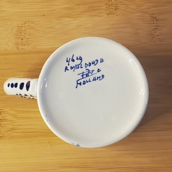 Vintage Holland Blue White Windmill & Sailboats Mug Signed & Numbered Cup Handle - Picture 3 of 8